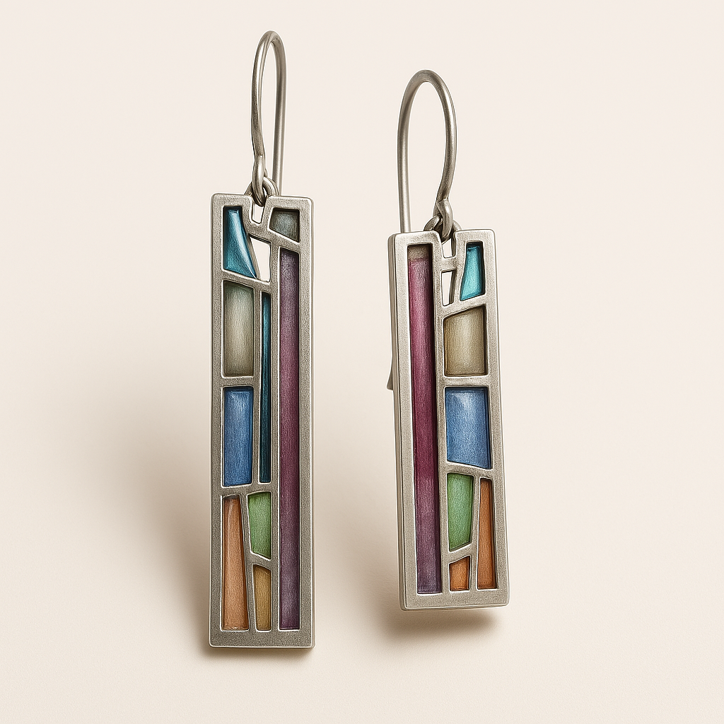 Vintage Colorful Silver Earrings