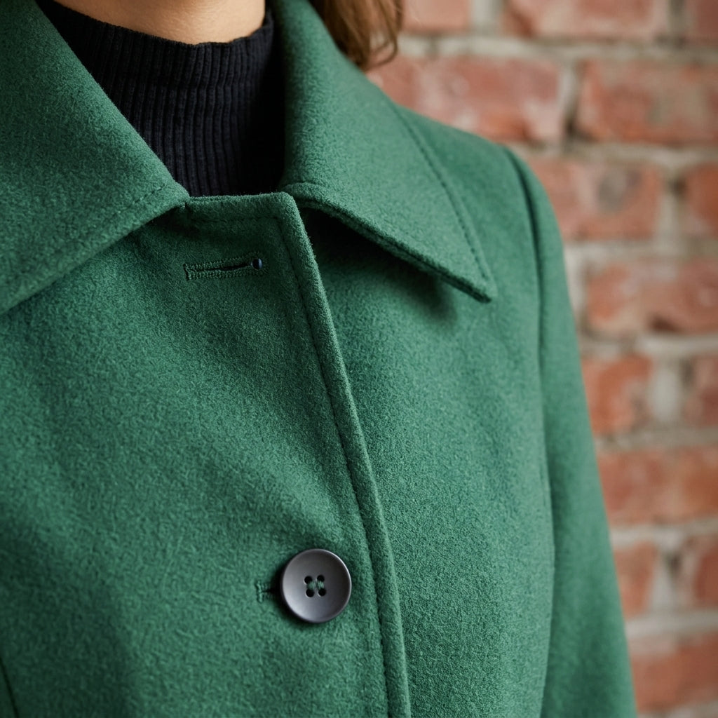 Women's Winter Trench Coat Collared Single-Breasted Button Mid-Length Coat