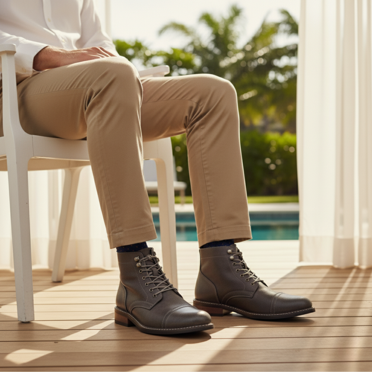 The Porto Cervo Men’s Durable Faux Leather Lace Up Ankle Boots