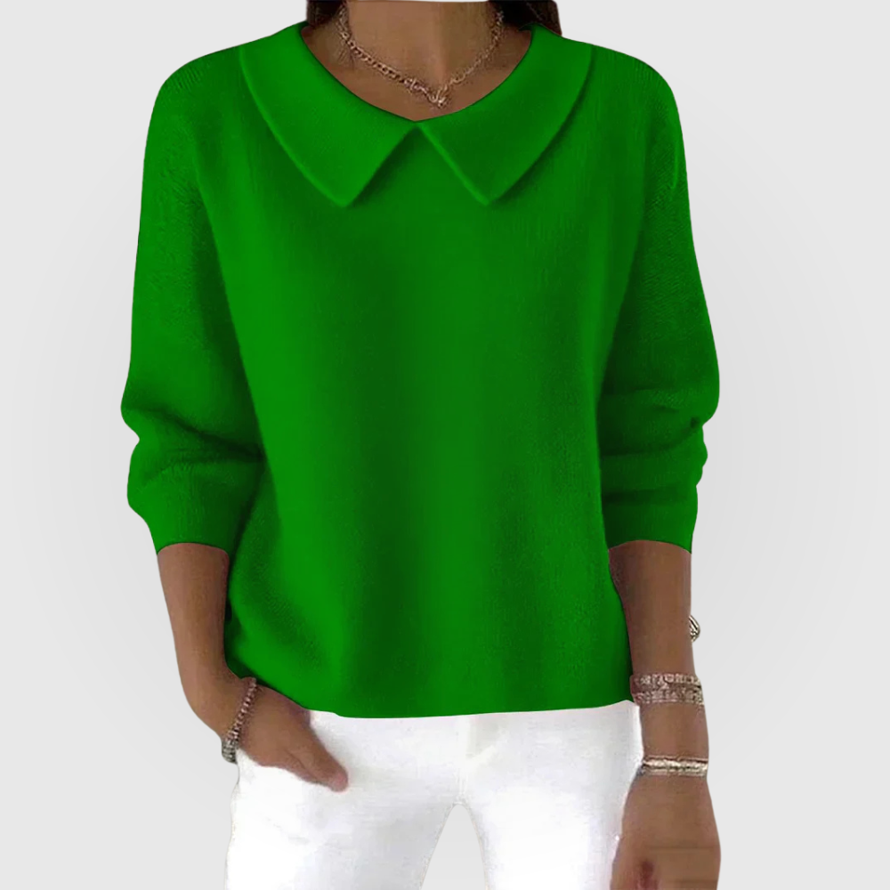 Women's Collared Sweater Long Sleeve Knit Pullover Casual Top