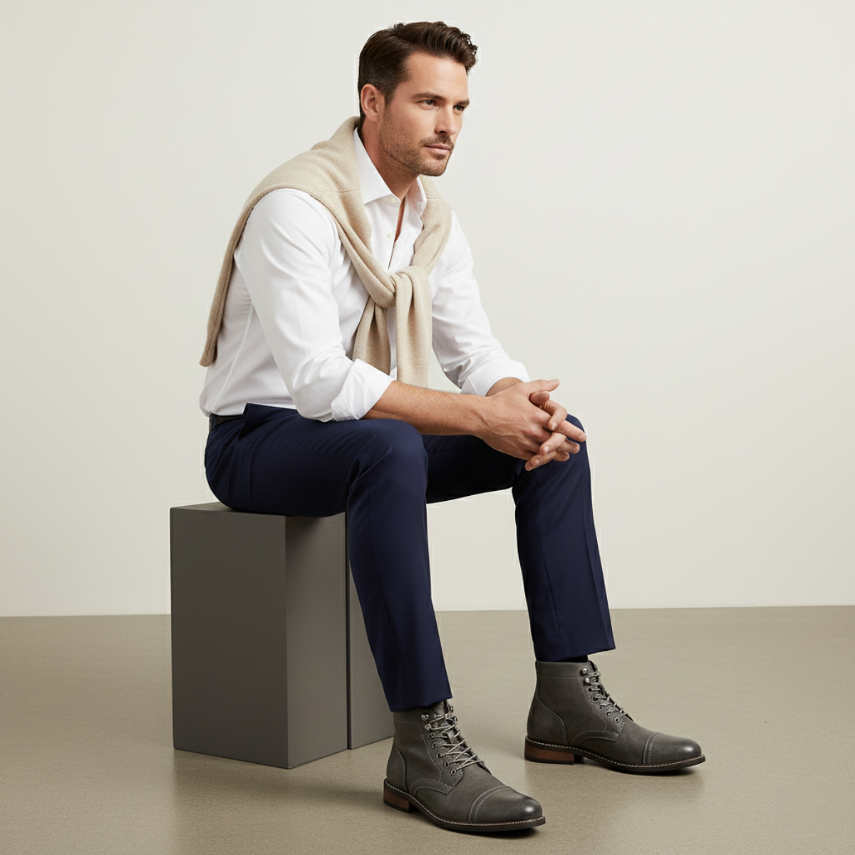 The Porto Cervo Men’s Durable Faux Leather Lace Up Ankle Boots