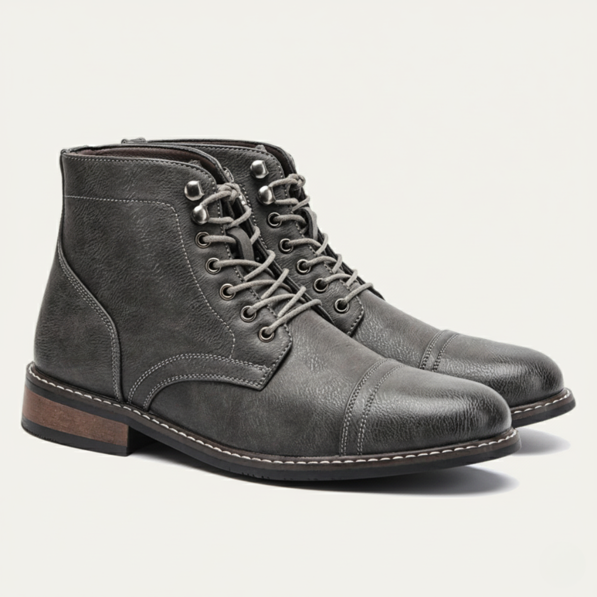 The Porto Cervo Men’s Durable Faux Leather Lace Up Ankle Boots