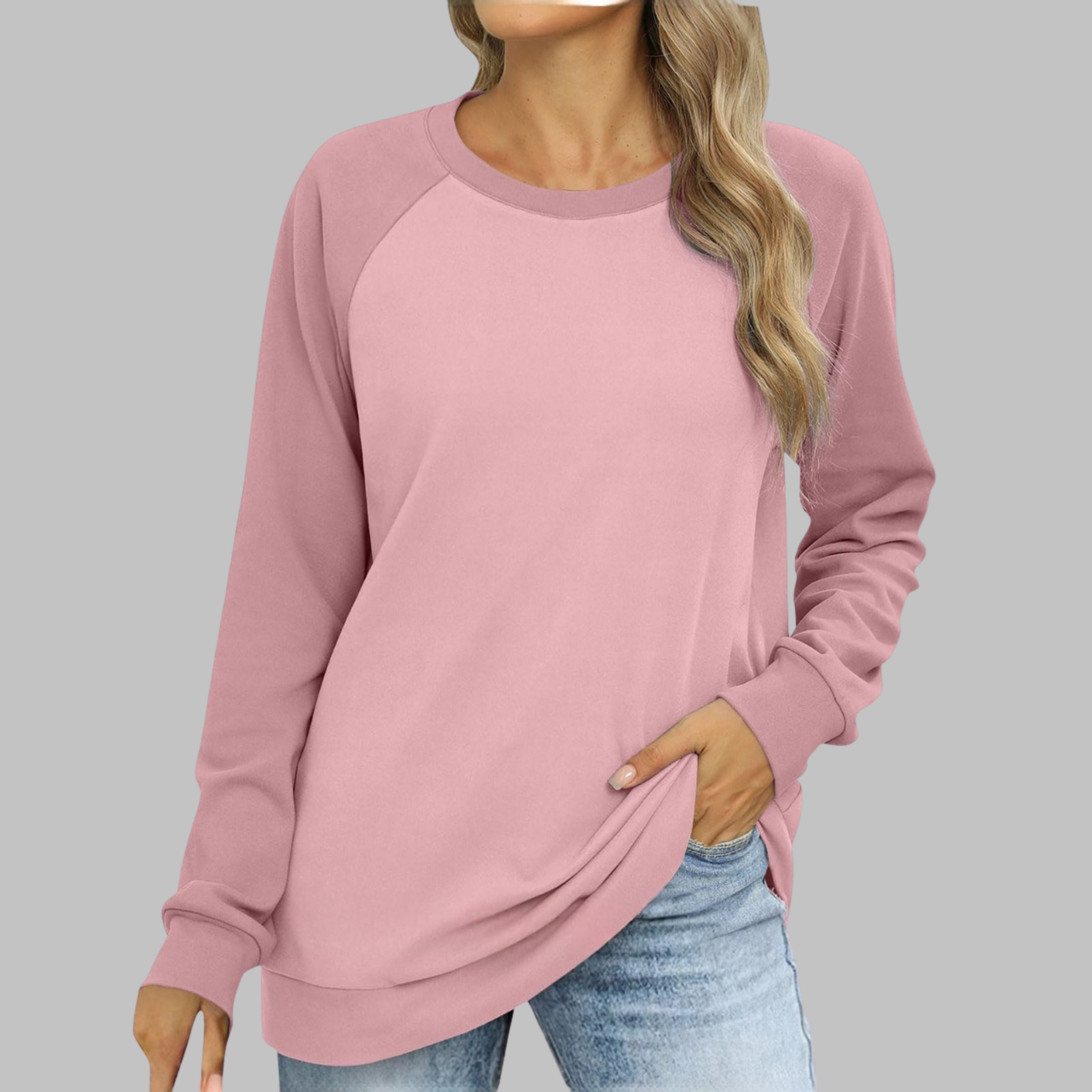 Women's Raglan Crewneck Sweatshirt Color Block Long Sleeve Pullover Casual Top