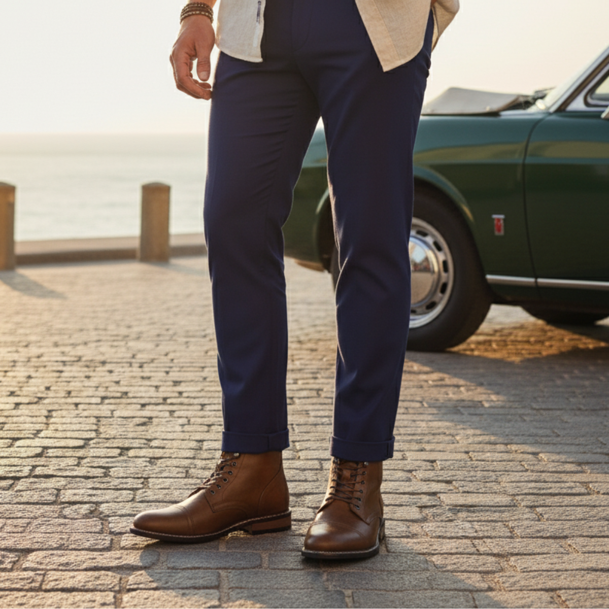 The Porto Cervo Men’s Durable Faux Leather Lace Up Ankle Boots