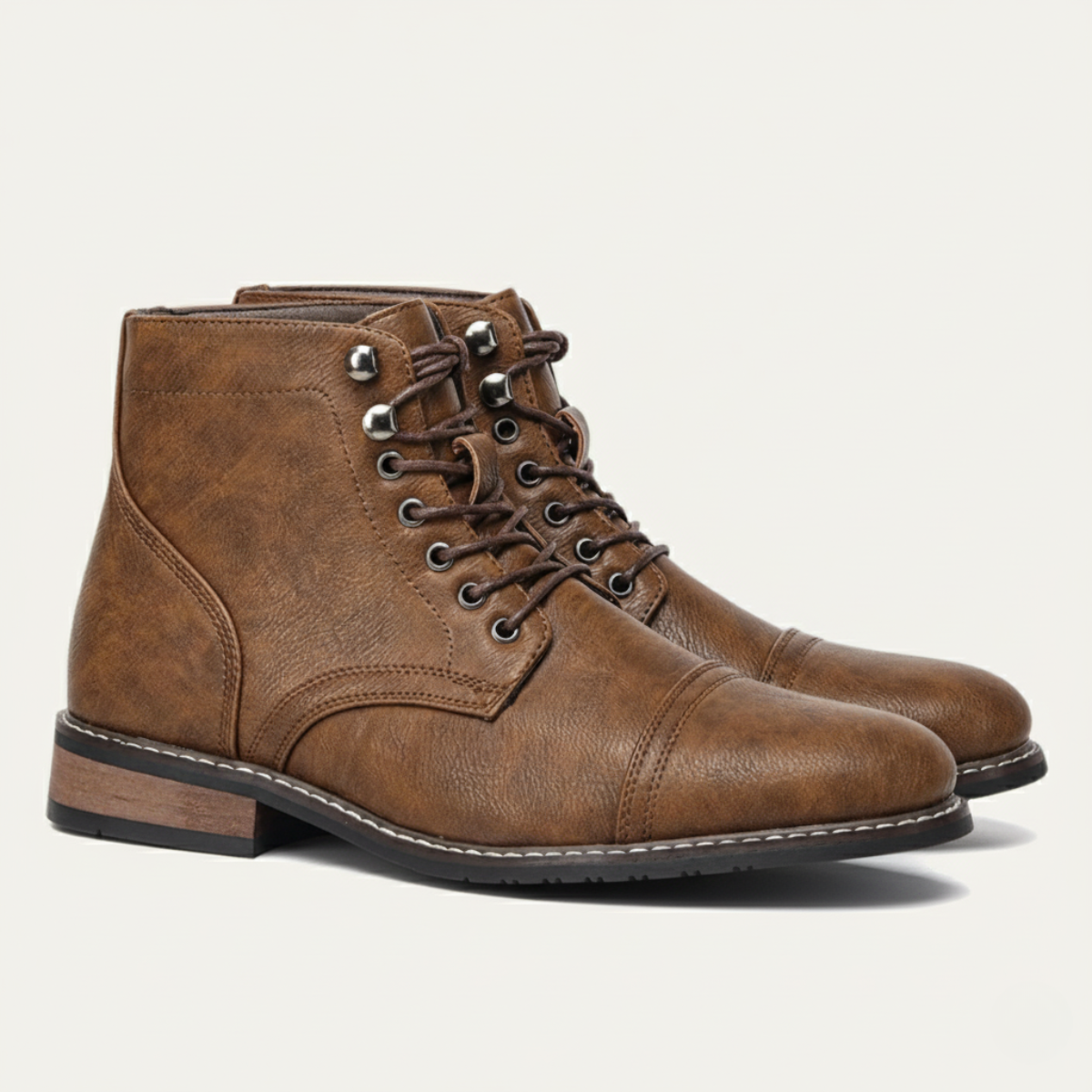 The Porto Cervo Men’s Durable Faux Leather Lace Up Ankle Boots