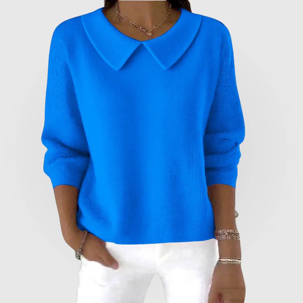 Women's Collared Sweater Long Sleeve Knit Pullover Casual Top