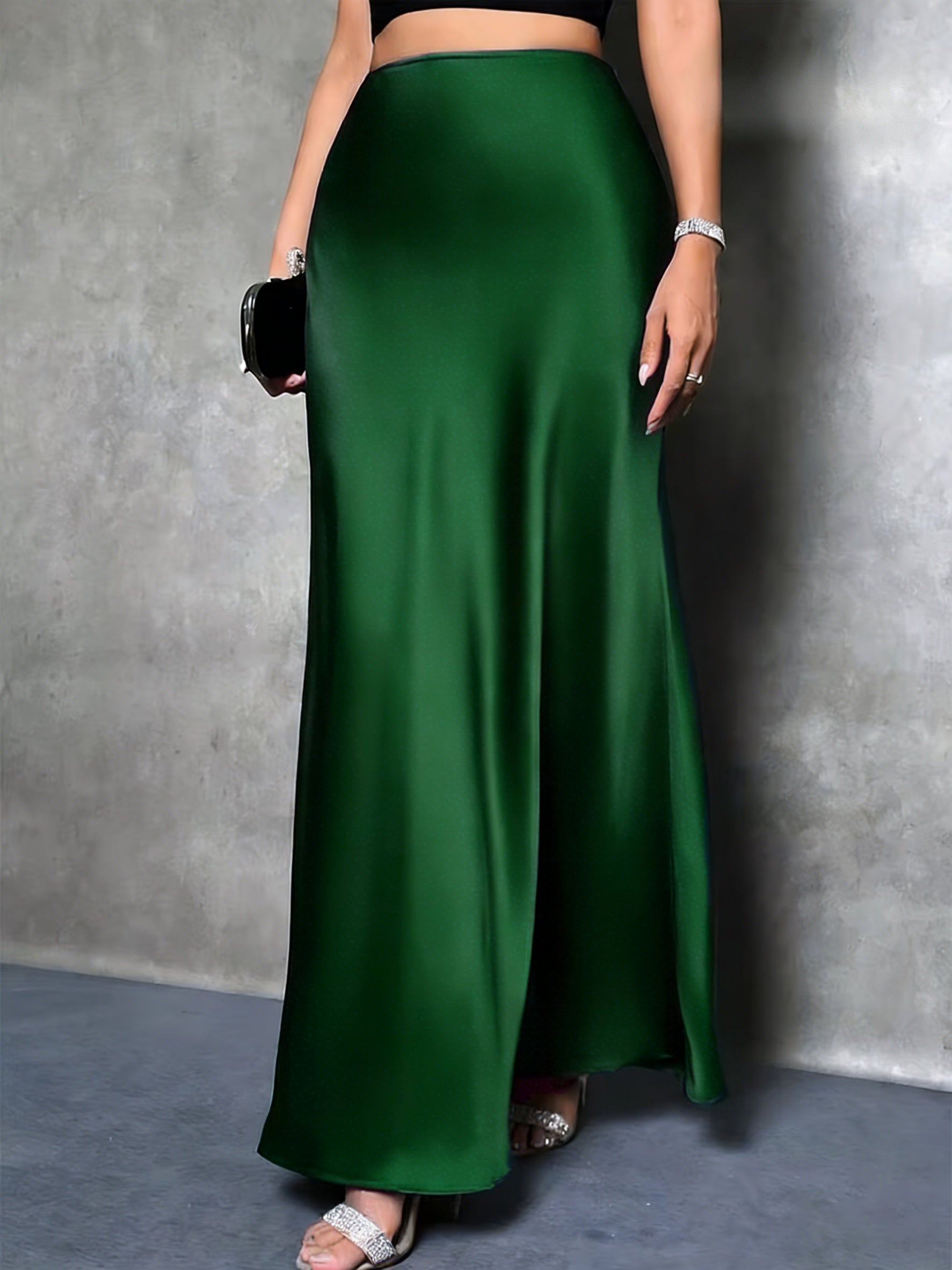 Women's Sleeveless Top and High-Waist Maxi Skirt 2pcs Set Round Neck Casual Outfit