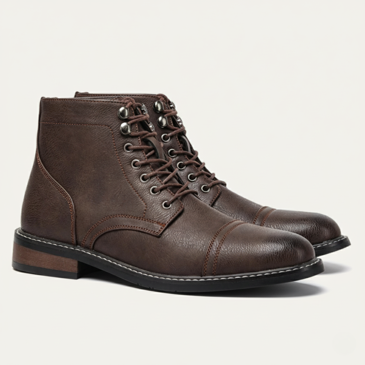 The Porto Cervo Men’s Durable Faux Leather Lace Up Ankle Boots