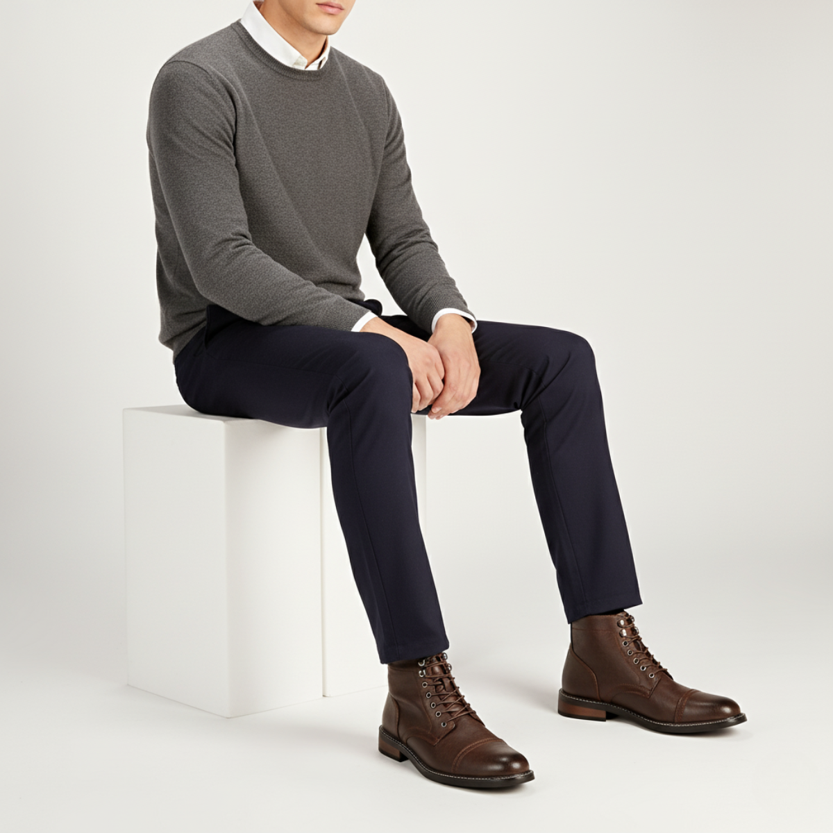 The Porto Cervo Men’s Durable Faux Leather Lace Up Ankle Boots