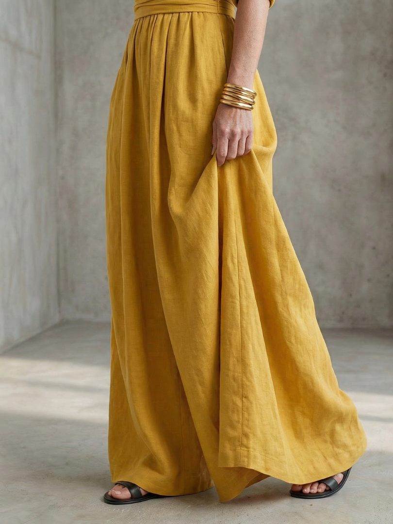 Women's Cross Front Wide Leg Jumpsuit V-Neck Rolled Sleeve Belted Casual