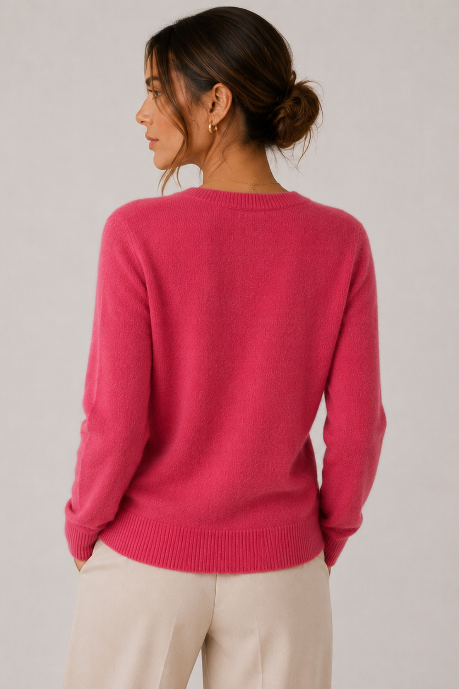 Women's Button-Front Cardigan Sweater Crew Neck Long Sleeve Knit Casual