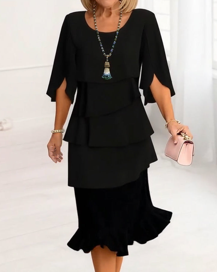 Women's Midi Ruffle Dress V-Neck Sleeveless Casual