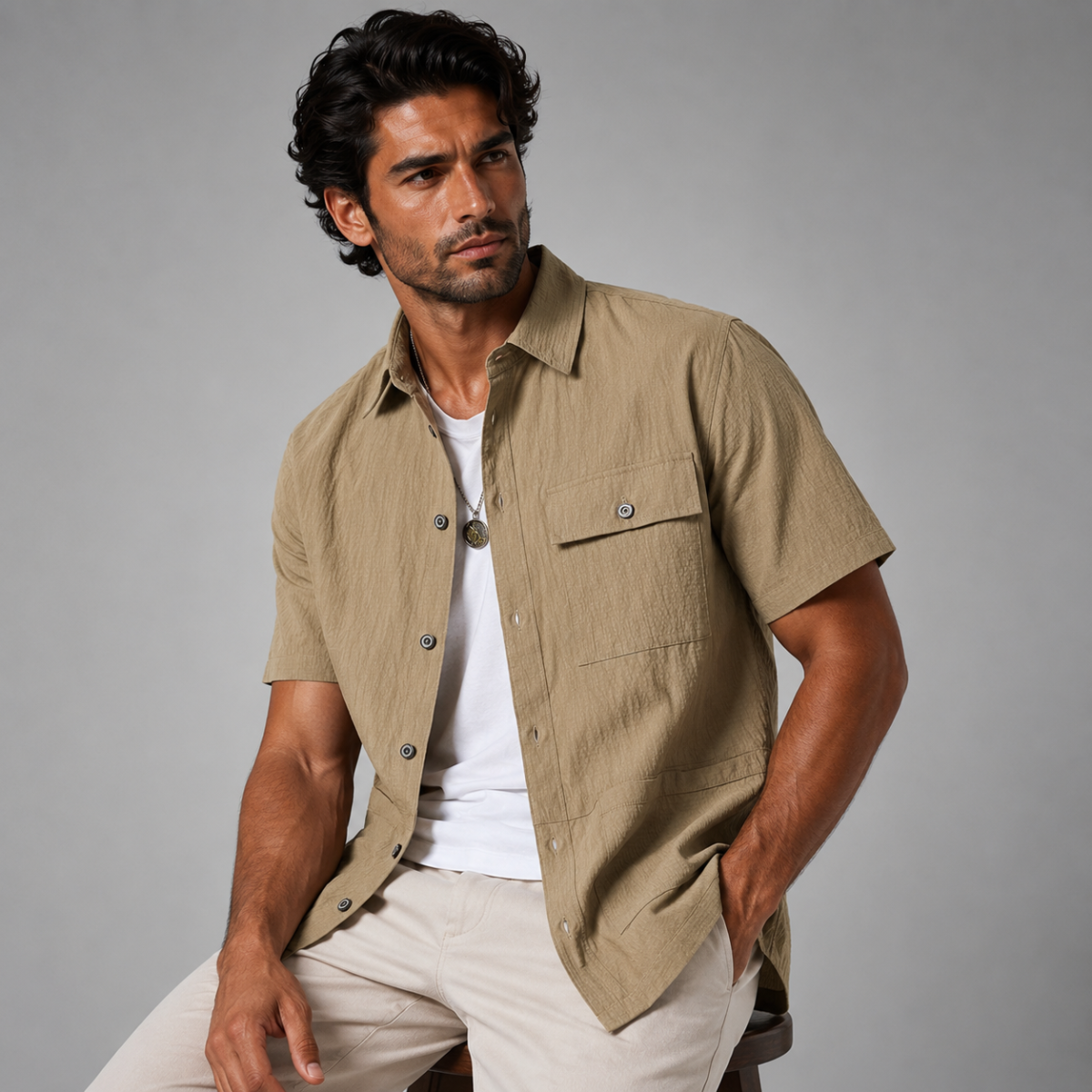 The Vernazza Men’s Casual Lightweight Button Down Shirt