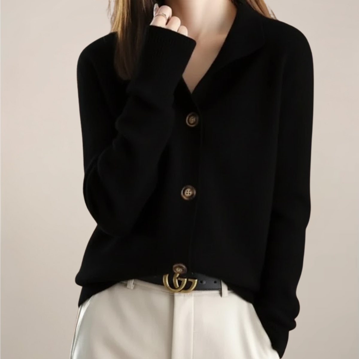 Women’s Cream Button-Front Cardigan Sweater for Any Occasion