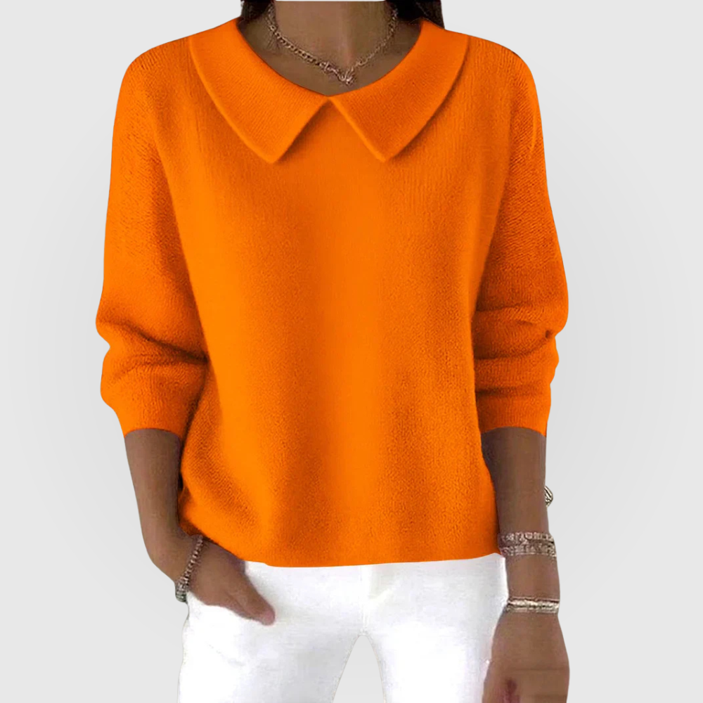 Women's Collared Sweater Long Sleeve Knit Pullover Casual Top