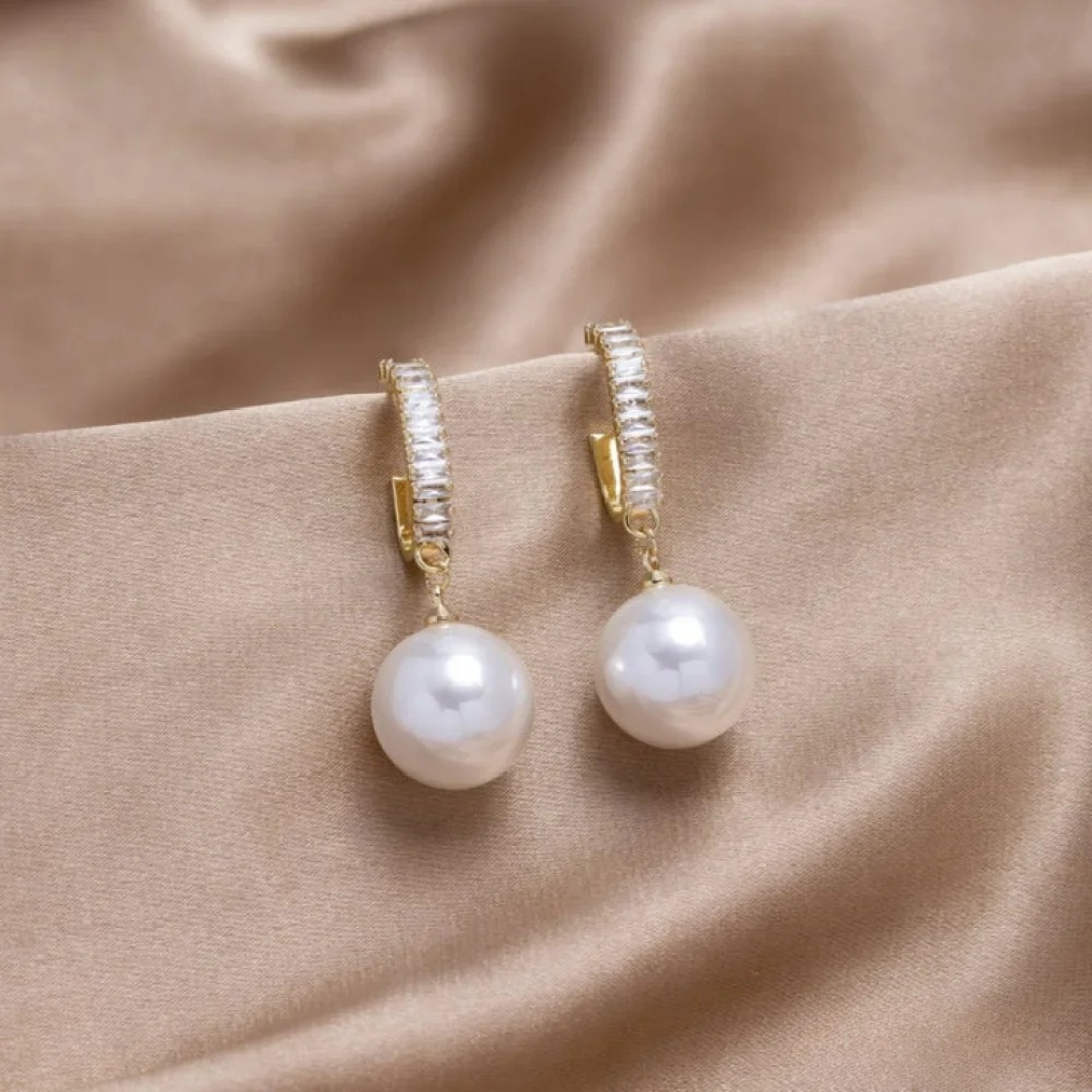 Stylish Pearl and Zirconia Earrings