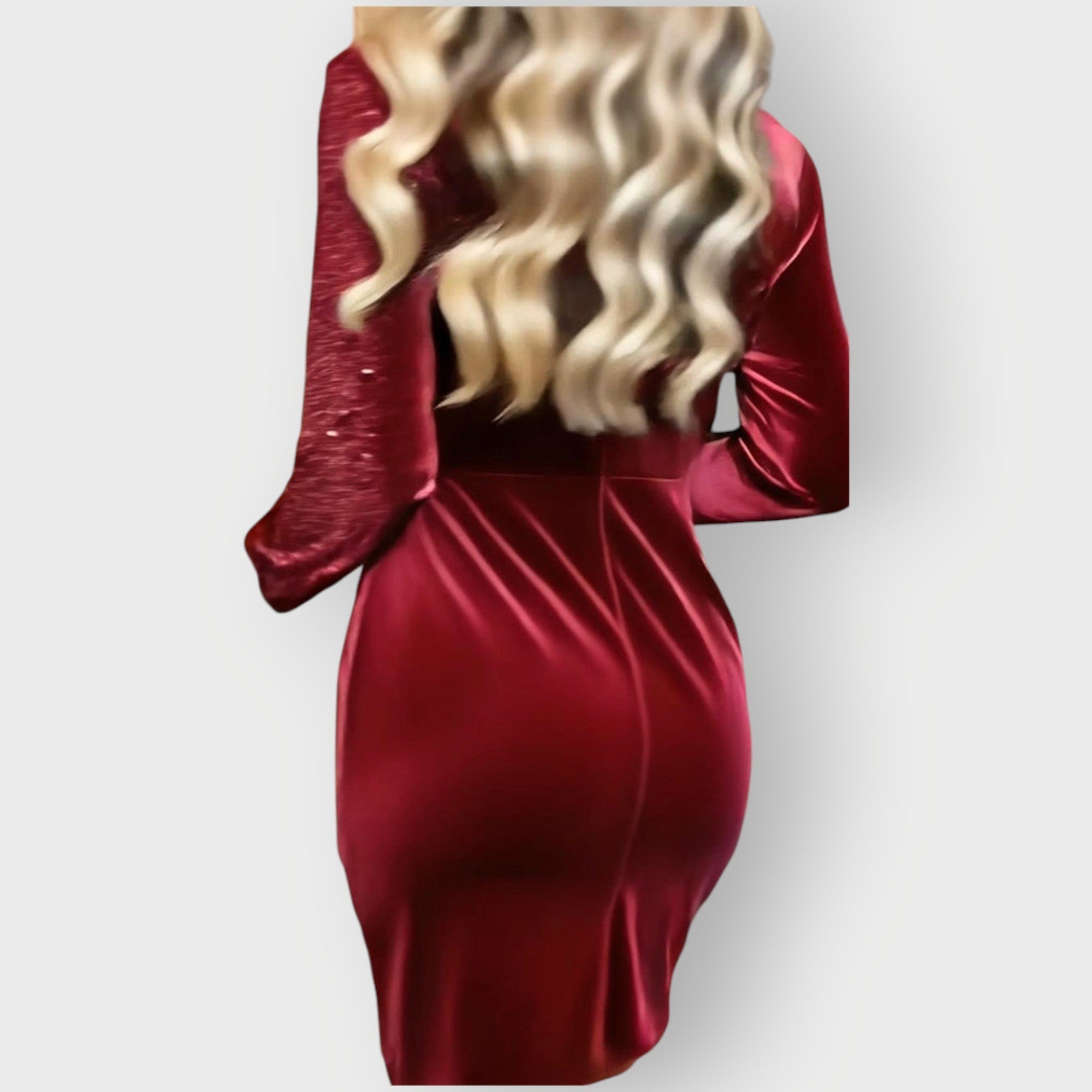 Women's Sequin Velvet Wrap Dress V-Neck Long Sleeve Asymmetric Party Cocktail
