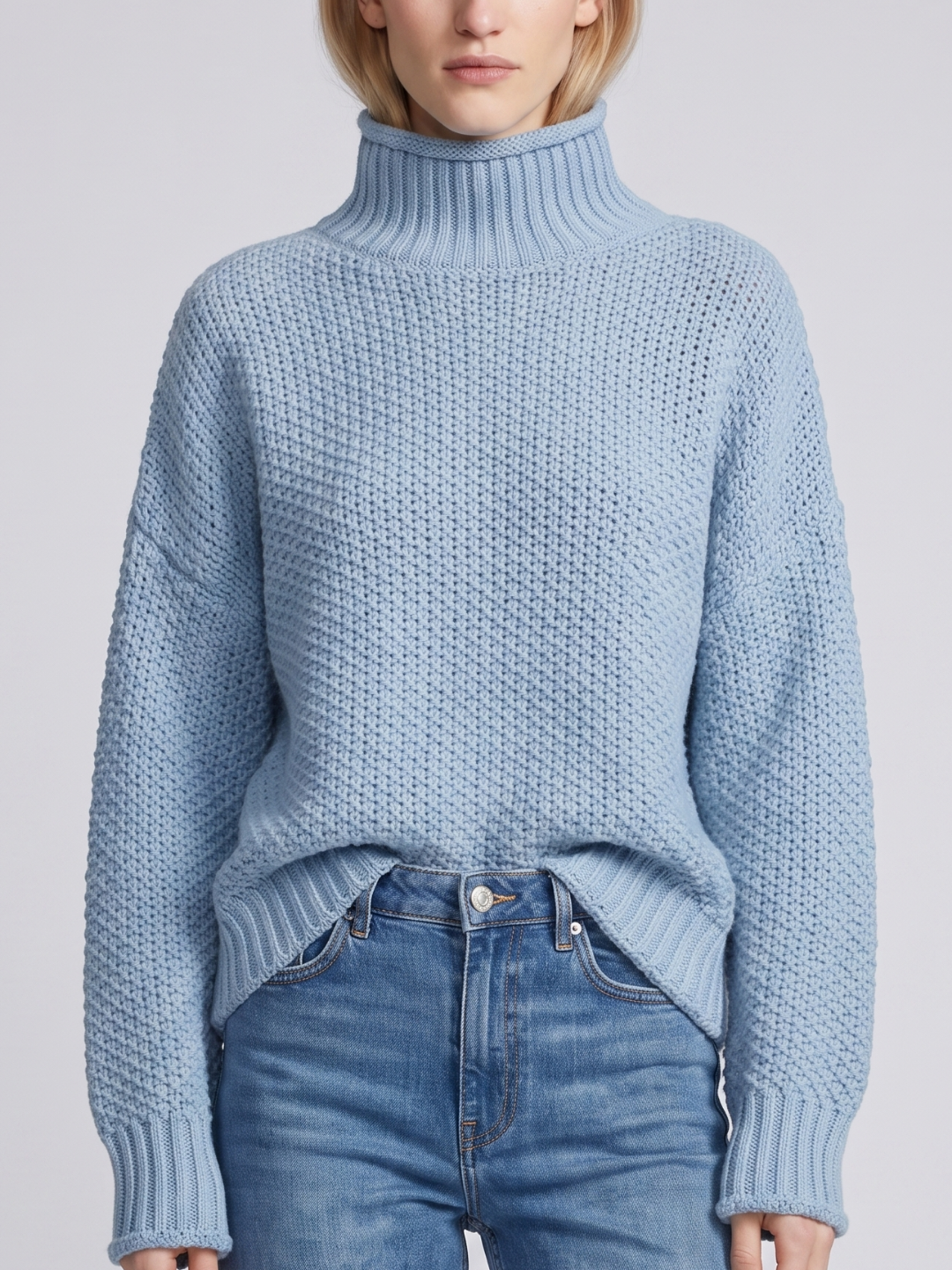 Women's Turtleneck Knit Sweater Chunky Loose Oversized Pullover Winter