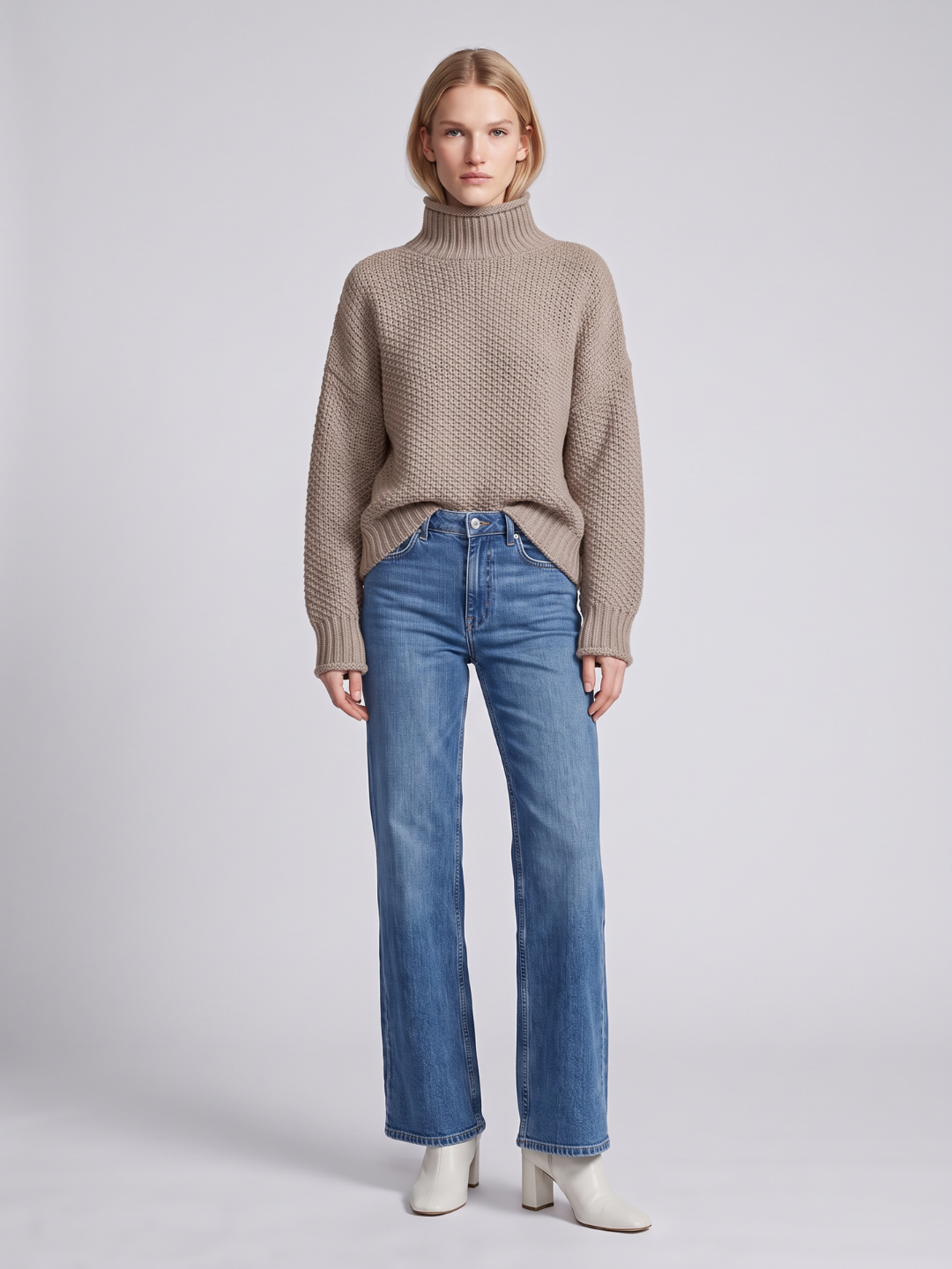 Women's Turtleneck Knit Sweater Chunky Loose Oversized Pullover Winter