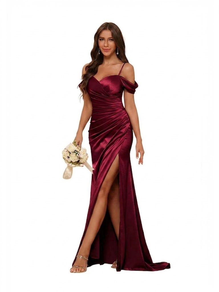 Women's Bridesmaid Dress Mermaid Trumpet Sweetheart Sleeveless Floor-Length