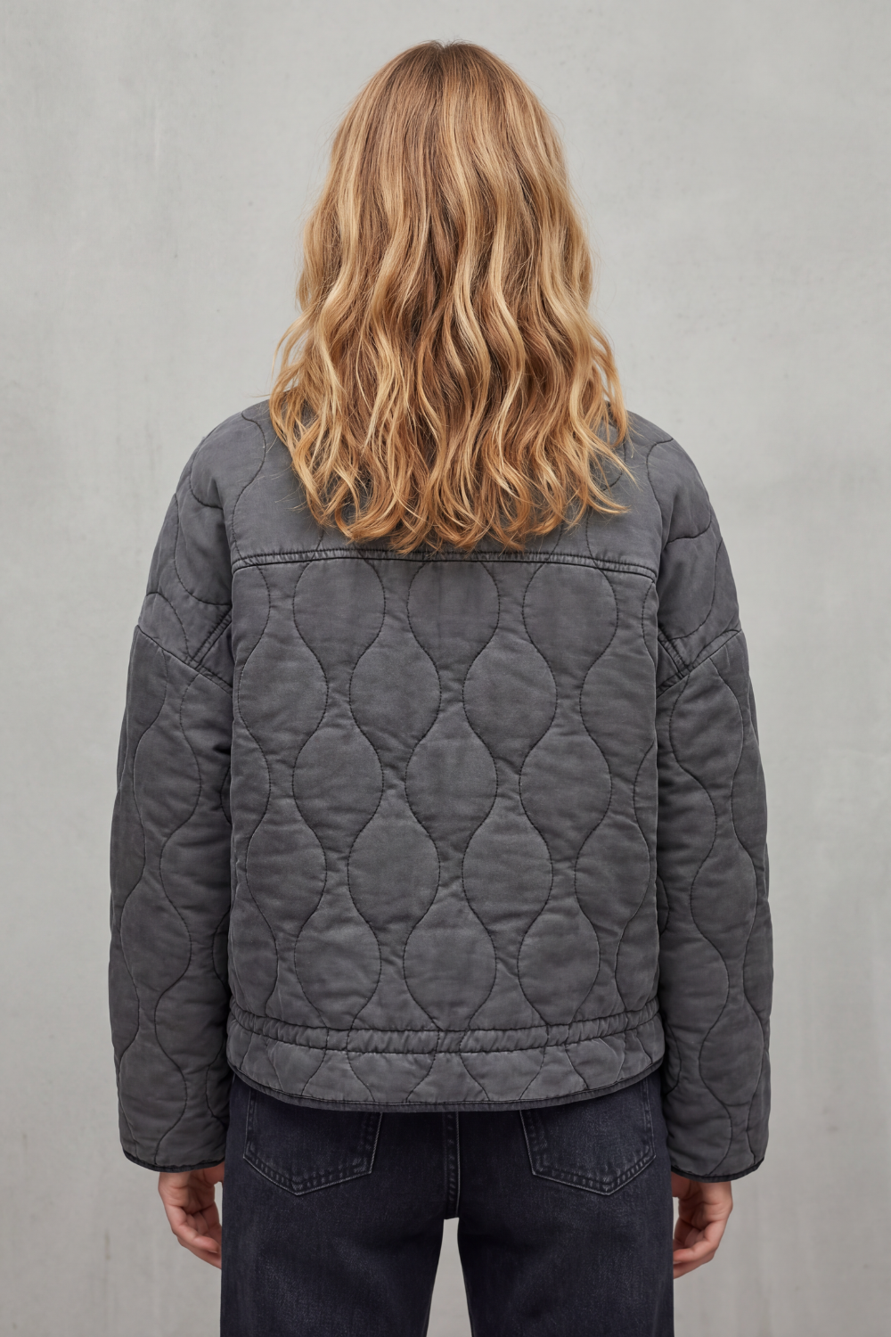 Women's Quilted Jacket Zip-Up Stand Collar Onion Quilt Pocket Casual