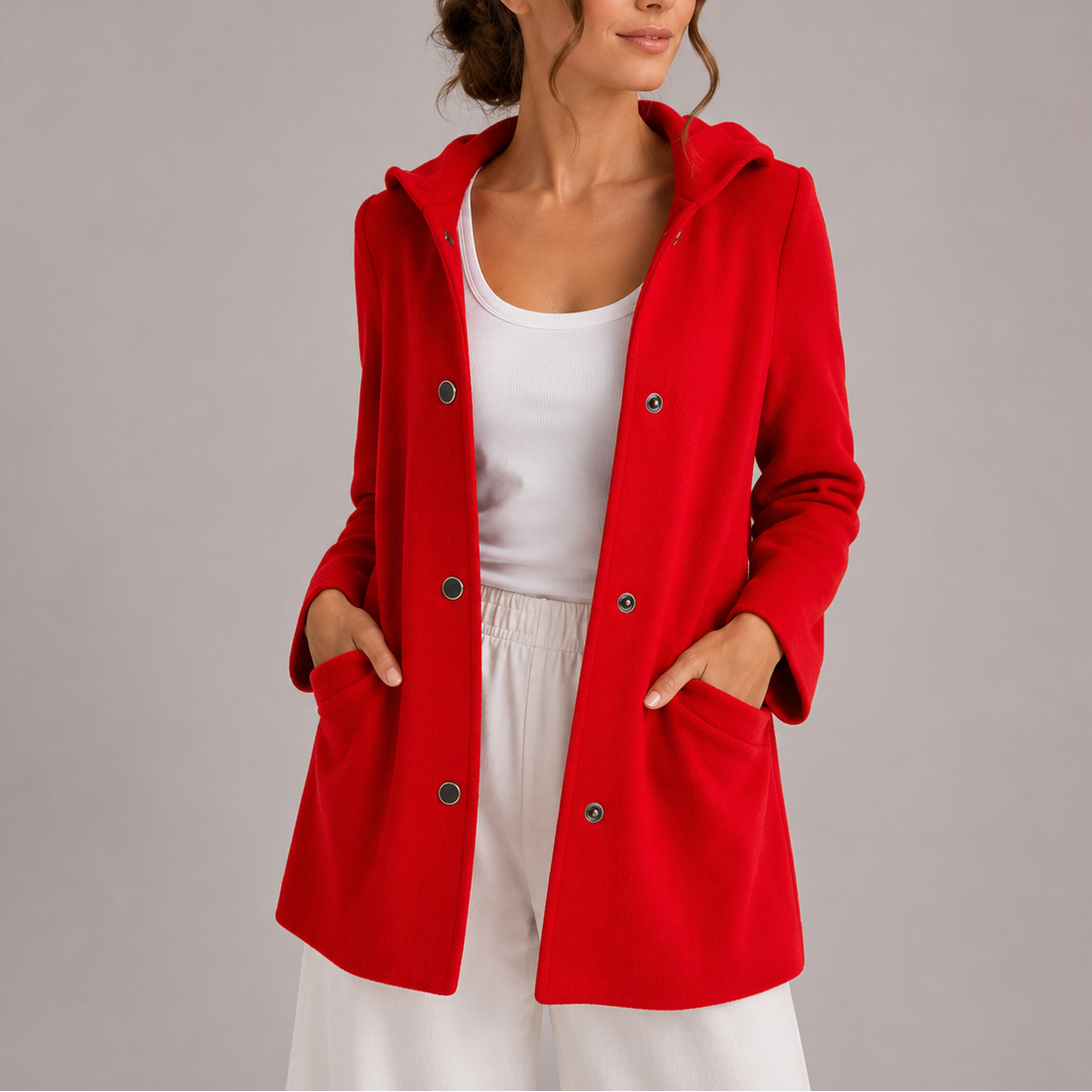 Women's Hooded Cardigan Coat Long Sleeve Button Front Pockets Casual