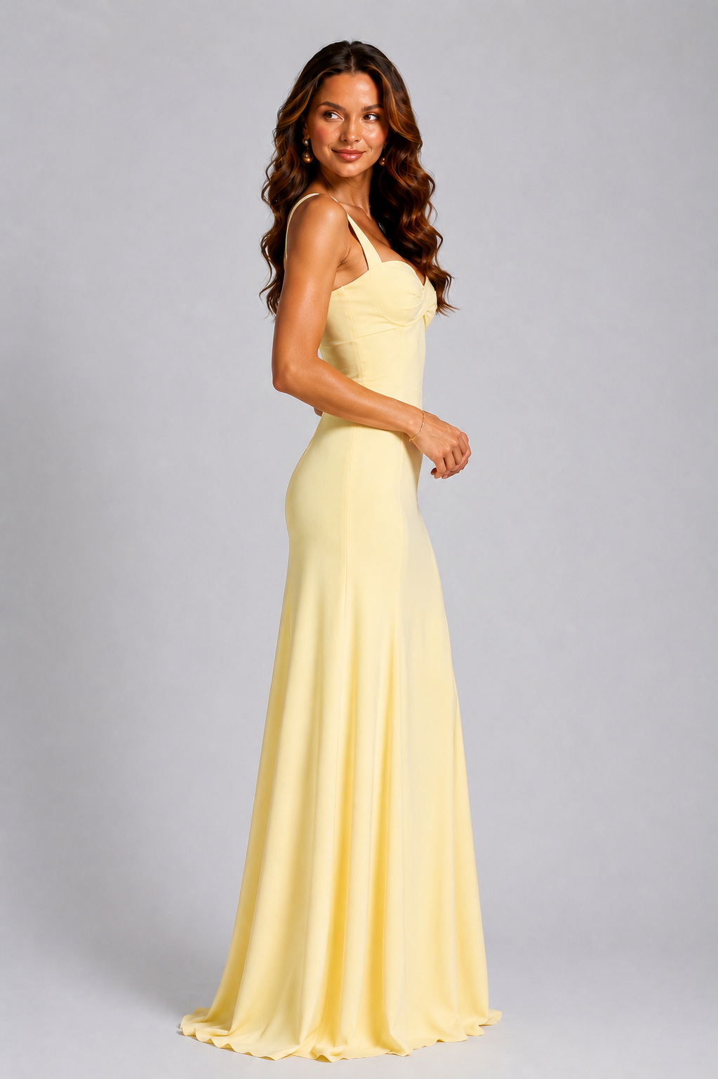 Women's Chiffon Maxi Dress Sweetheart Lace-Up Back Wedding Evening Formal