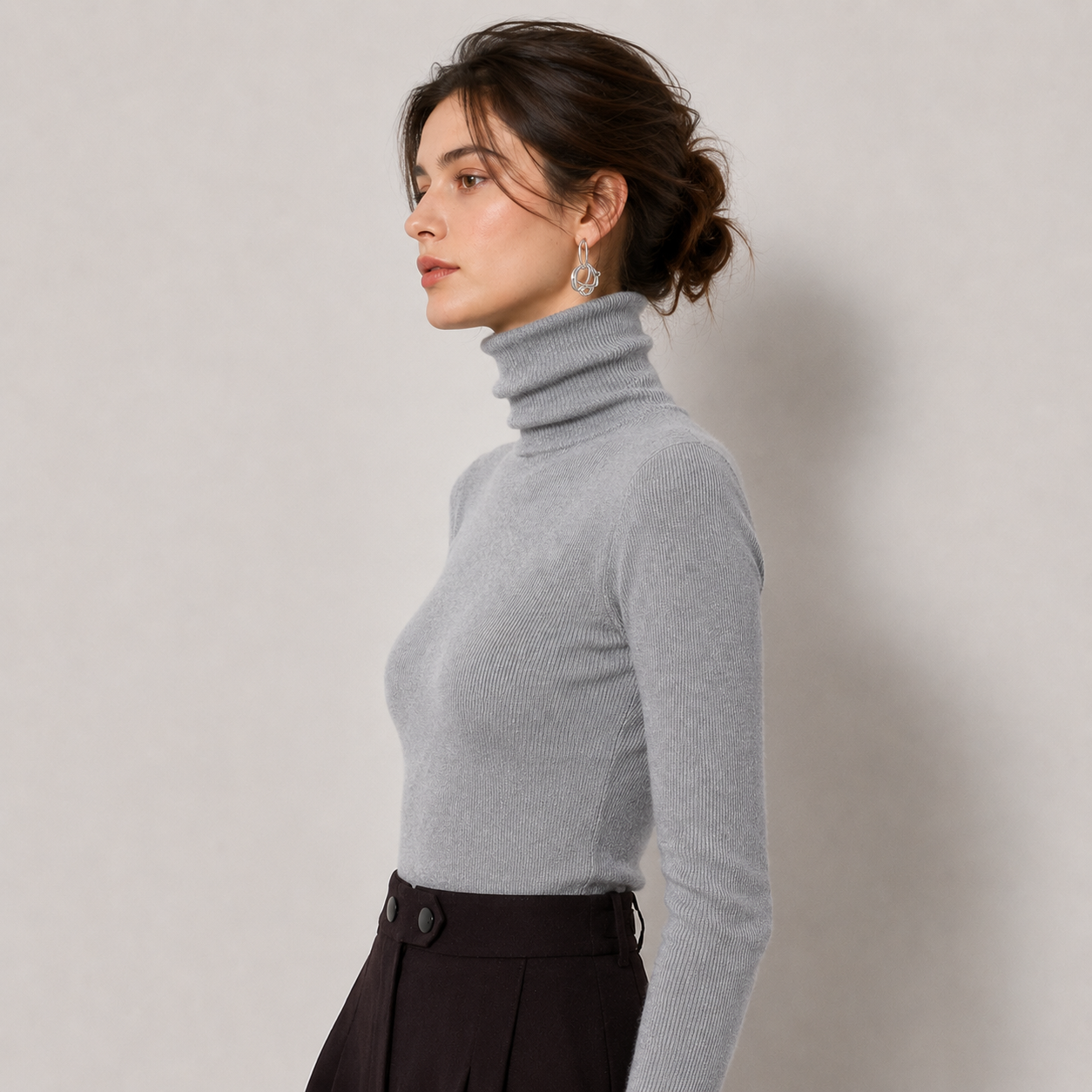 Women's Turtleneck Sweater Ribbed Knit Long Sleeve Slim Pullover Winter Top