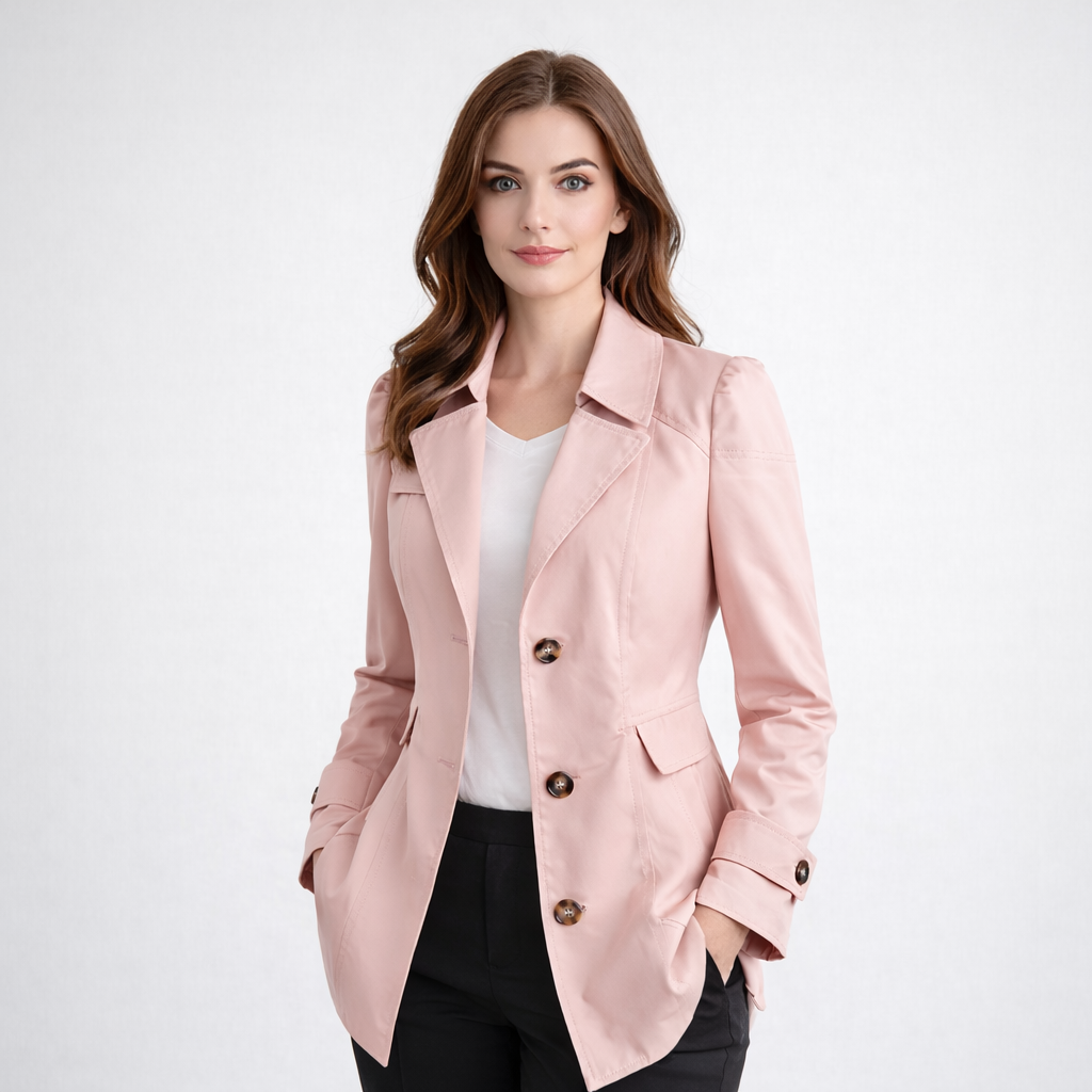 Women's Trench Coat Notch Lapel Long Sleeve Button-Up Puff Shoulder Belted Outerwear