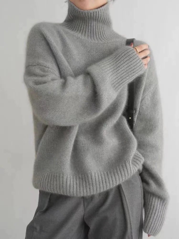 Women's Turtleneck Sweater Long Sleeve Oversized Ribbed Knit Pullover Winter