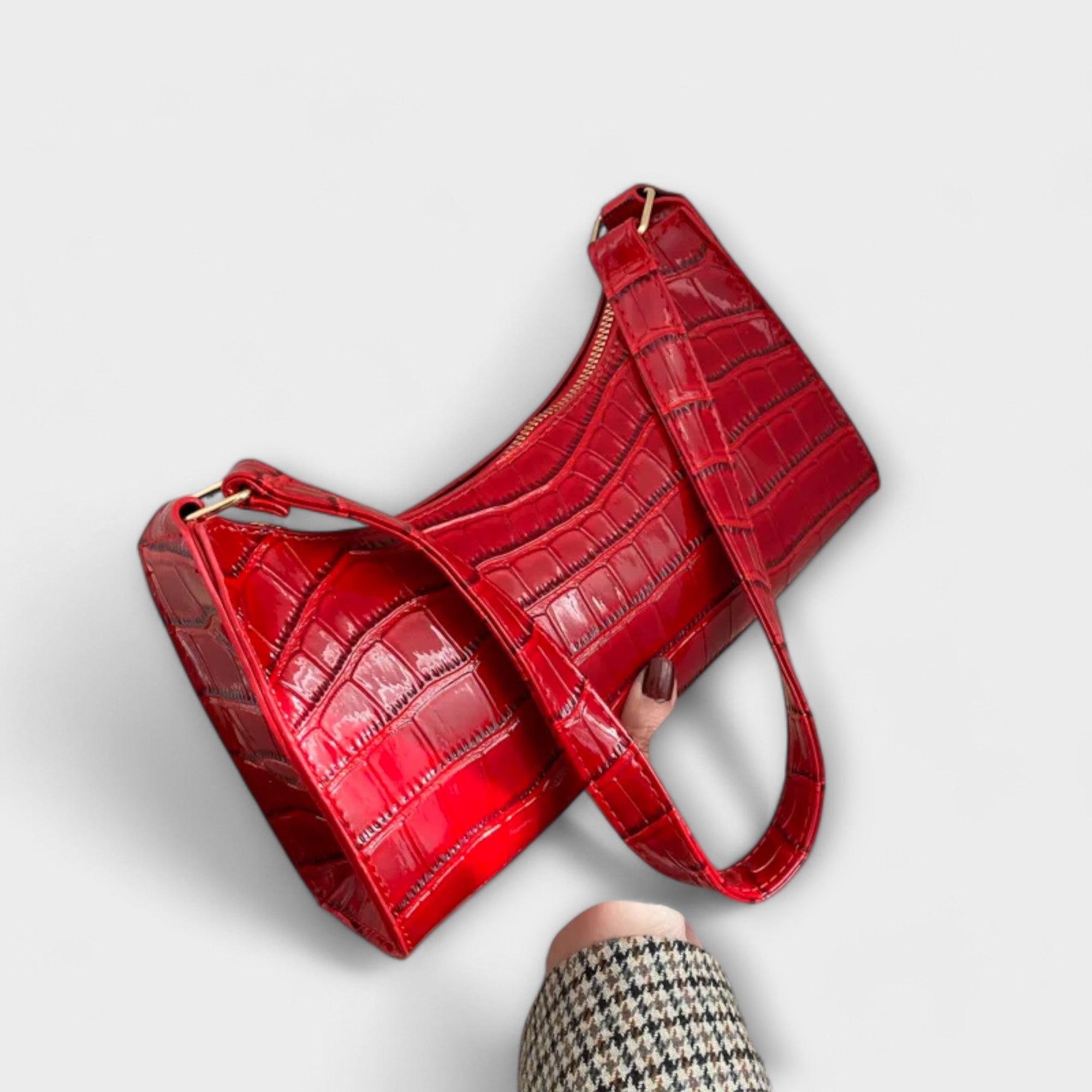 Olivia - Glossy Vegan Leather Handbag for Chic Outings