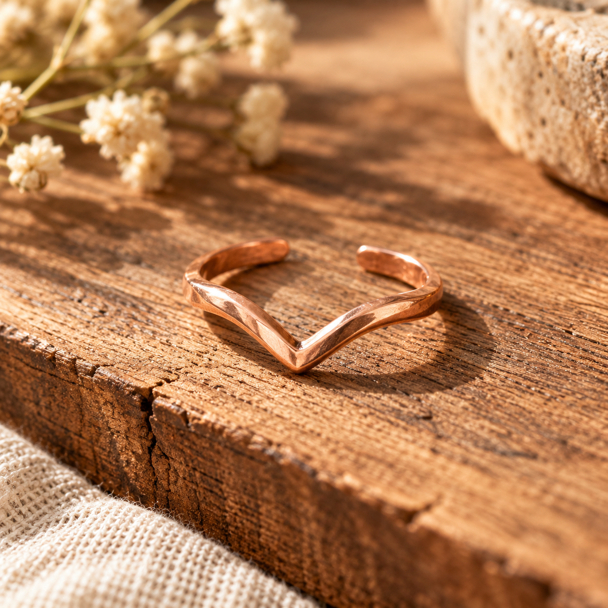 Notch Copper Toe Ring