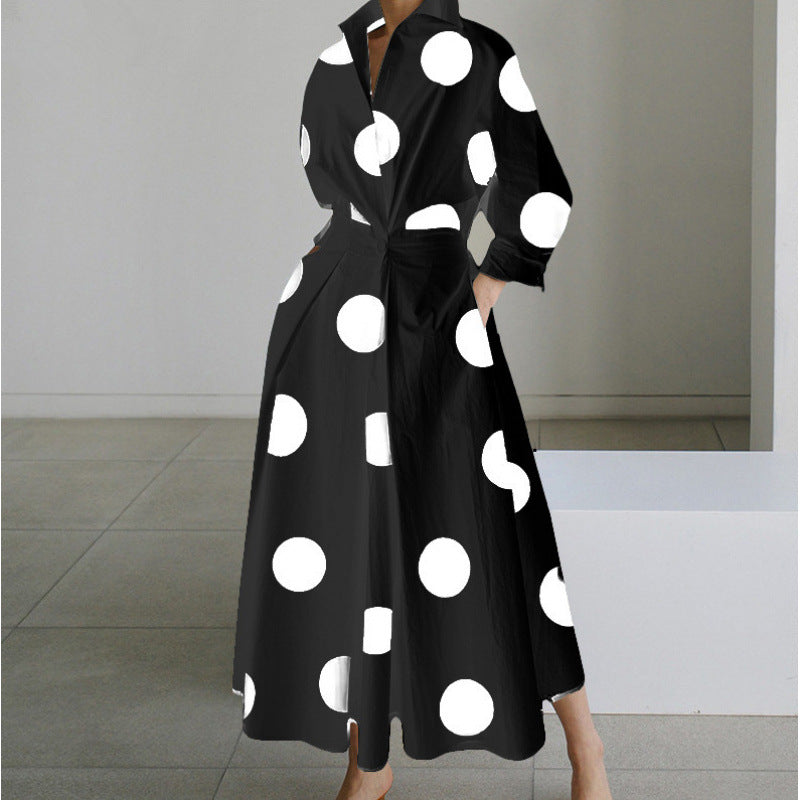 Women's Maxi Dress Front Wrap Collared Long Sleeve Casual