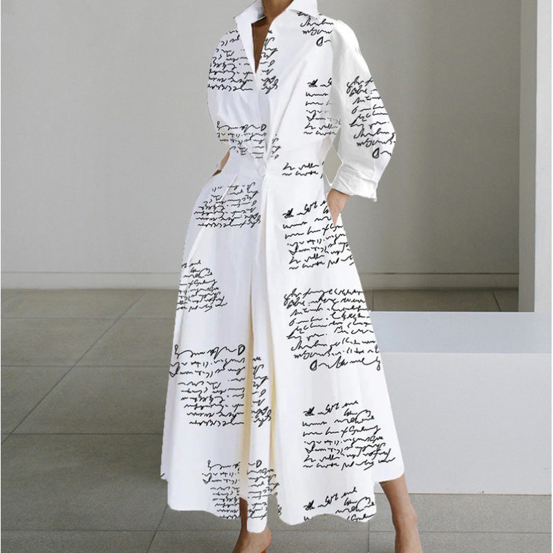 Women's Maxi Dress Front Wrap Collared Long Sleeve Casual