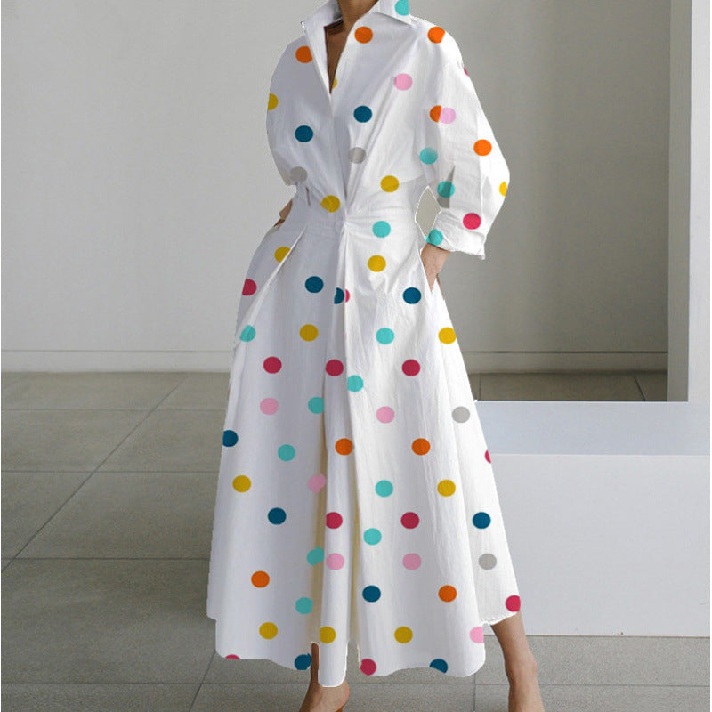 Women's Maxi Dress Front Wrap Collared Long Sleeve Casual
