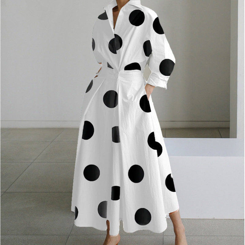 Women's Maxi Dress Front Wrap Collared Long Sleeve Casual