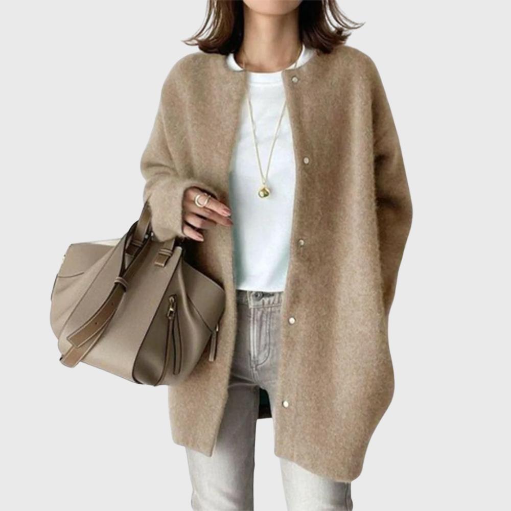 Women's Cashmere Cardigan Crewneck Long Sleeve Button-Front Knit Sweater