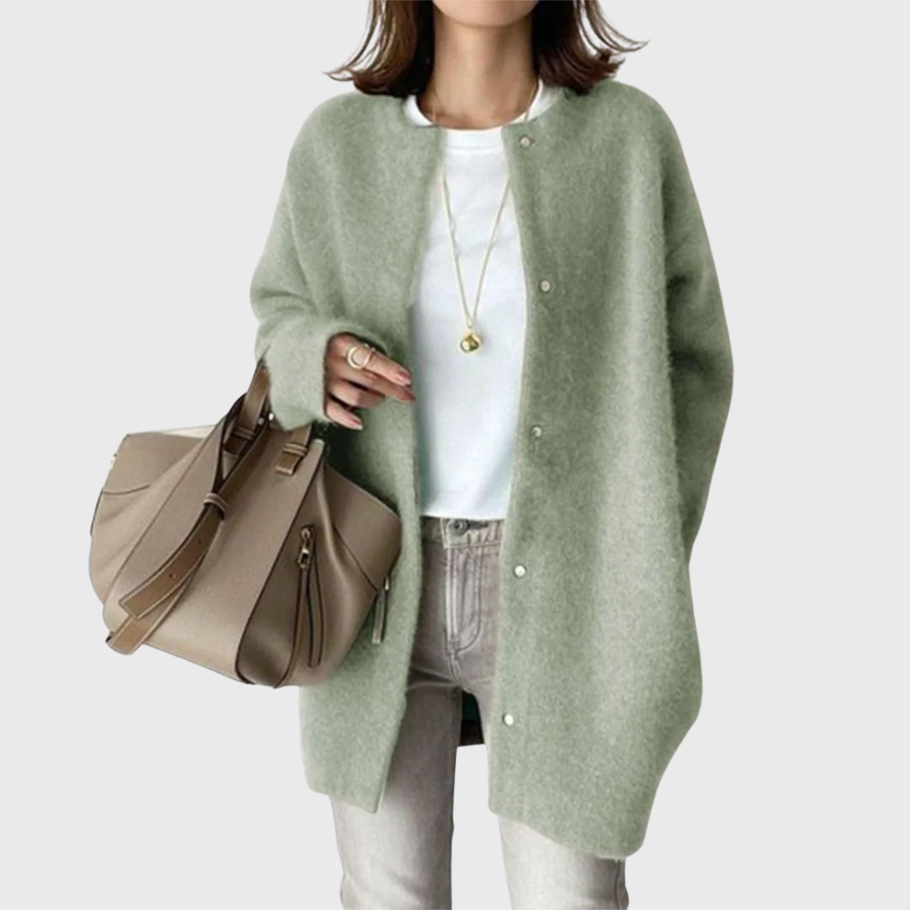 Women's Cashmere Cardigan Crewneck Long Sleeve Button-Front Knit Sweater