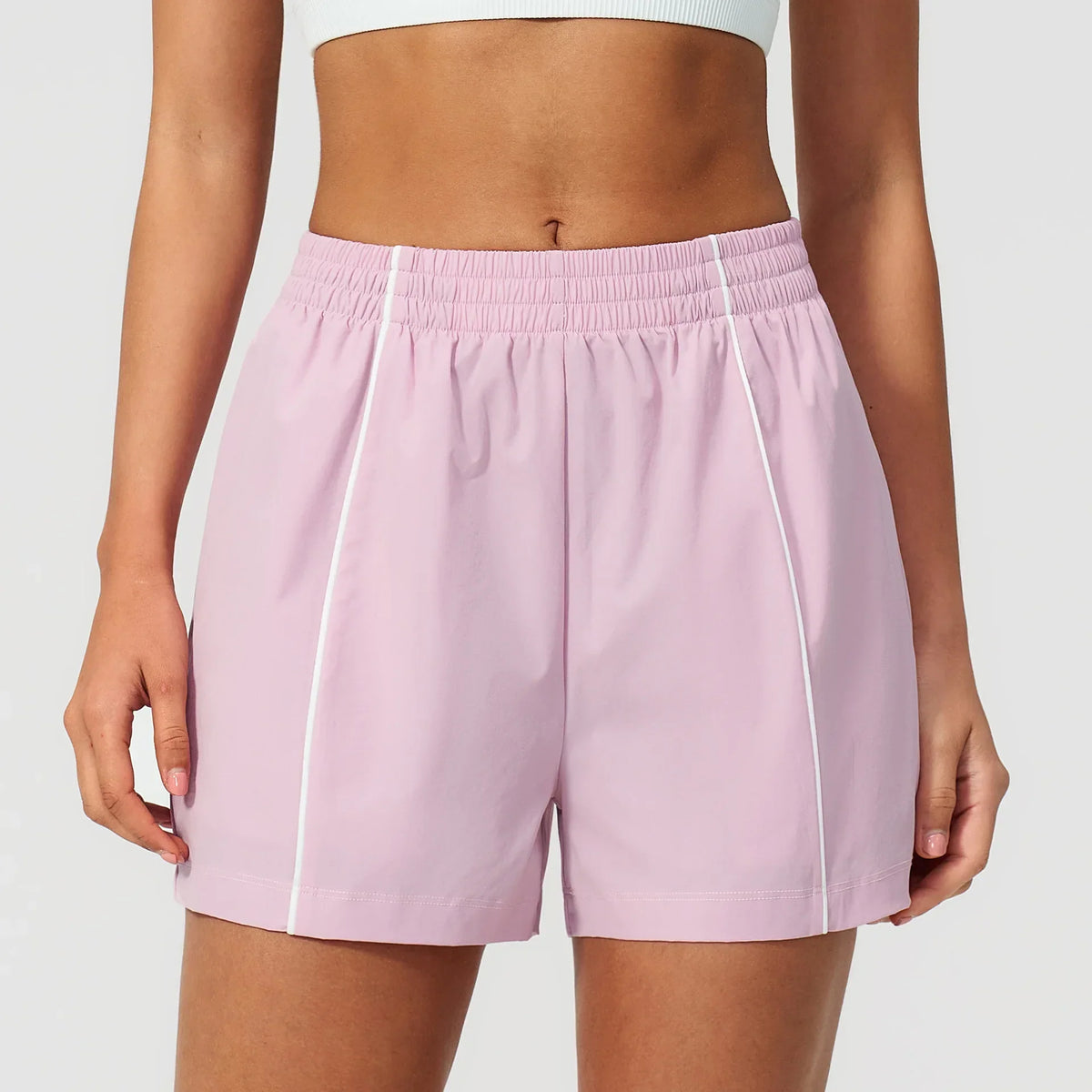Women's High Waist Running Shorts Elastic Waist Side Stripe Casual Summer