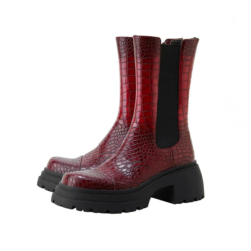 Jell | Women's Croc Print Chelsea Winter Boot