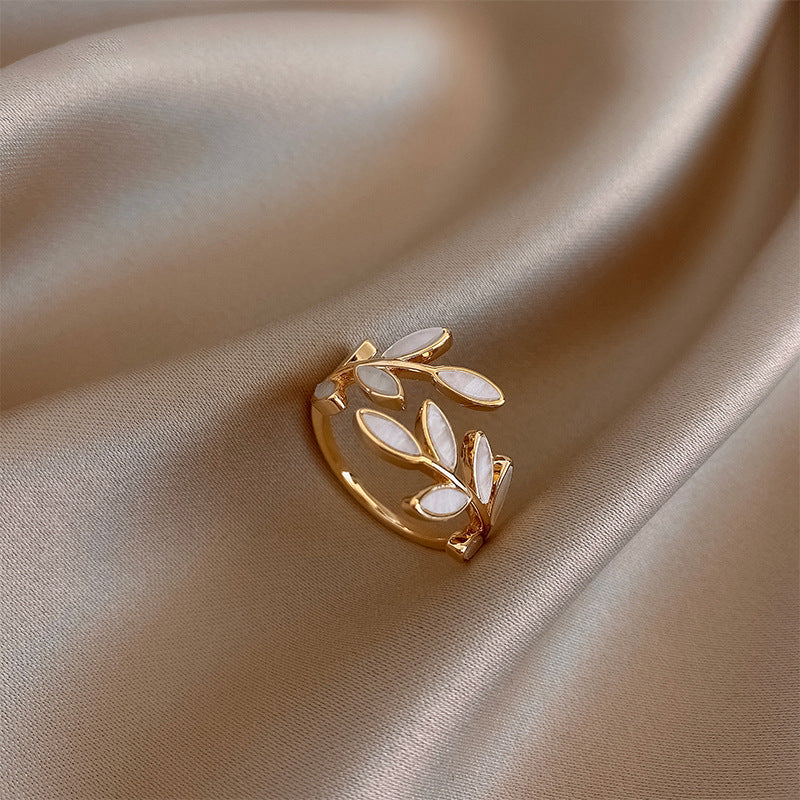 Radiant - Elegant White Opal Leaf Band