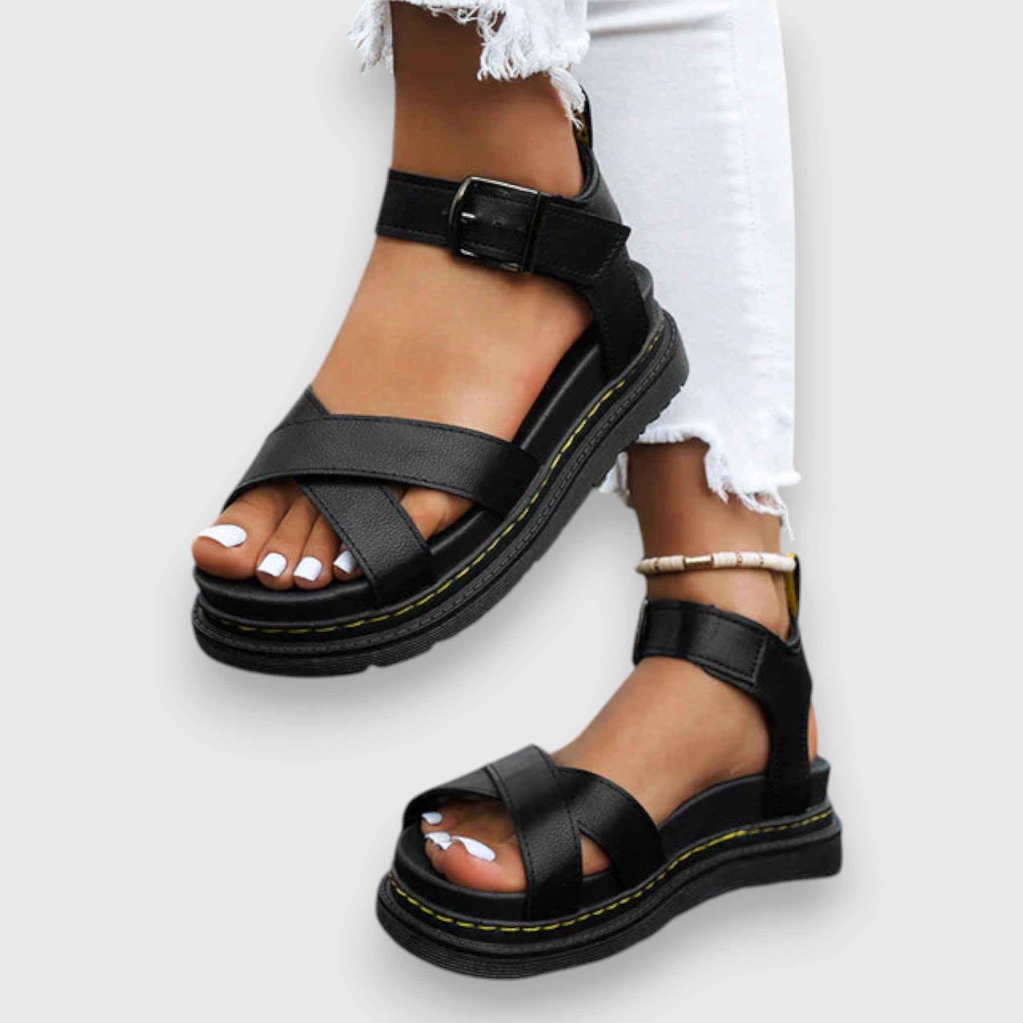 Women's Orthopedic Sandals Ankle Strap Buckle Crisscross Platform Casual