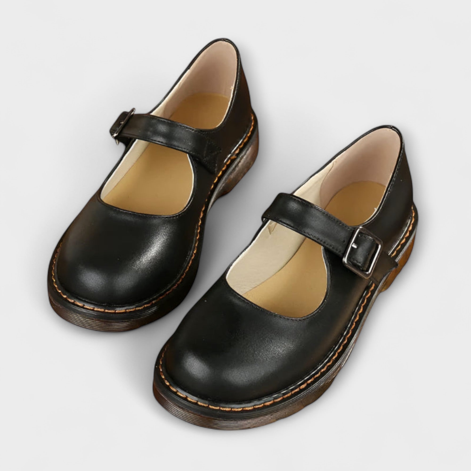 Women's Orthopedic Mary Jane Shoes Buckle Strap Round Toe Casual Flats