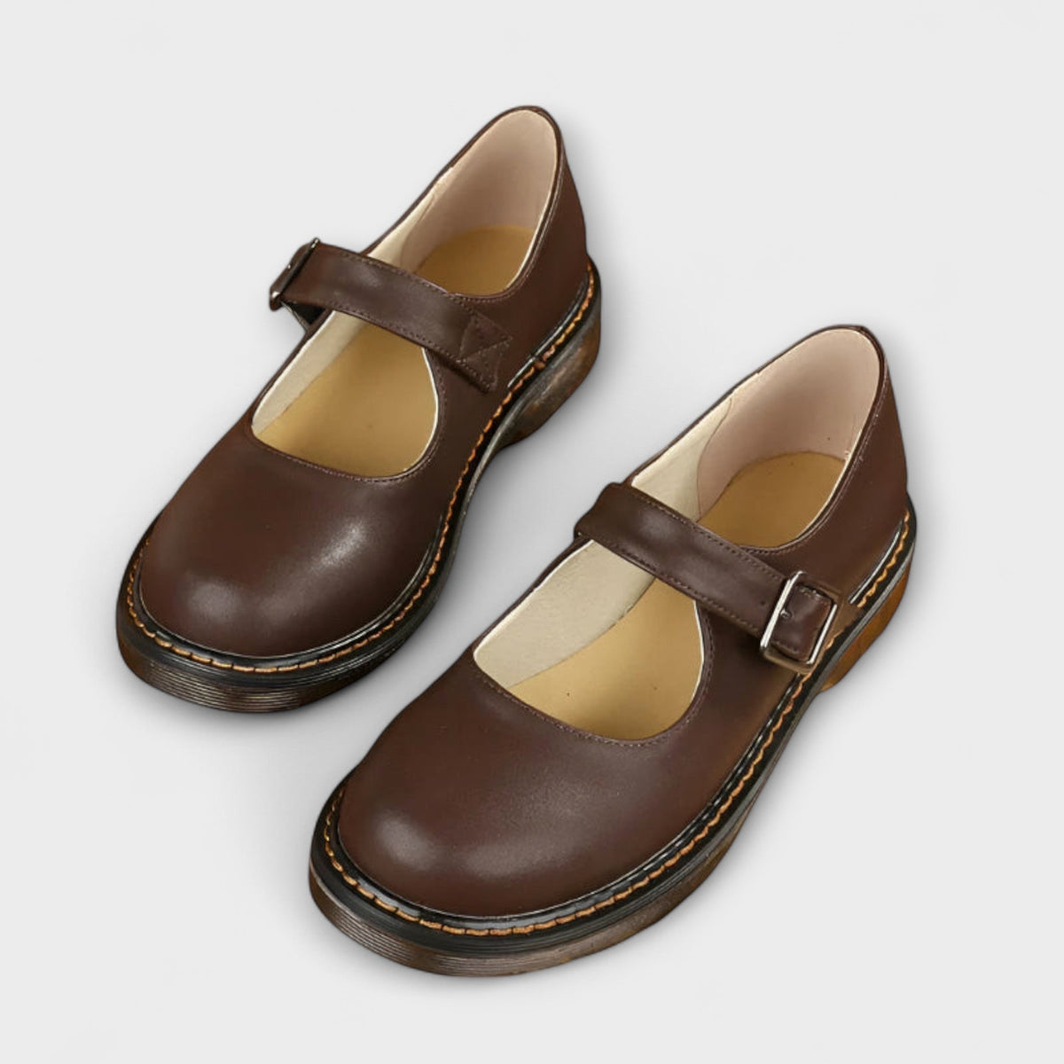 Women's Orthopedic Mary Jane Shoes Buckle Strap Round Toe Casual Flats