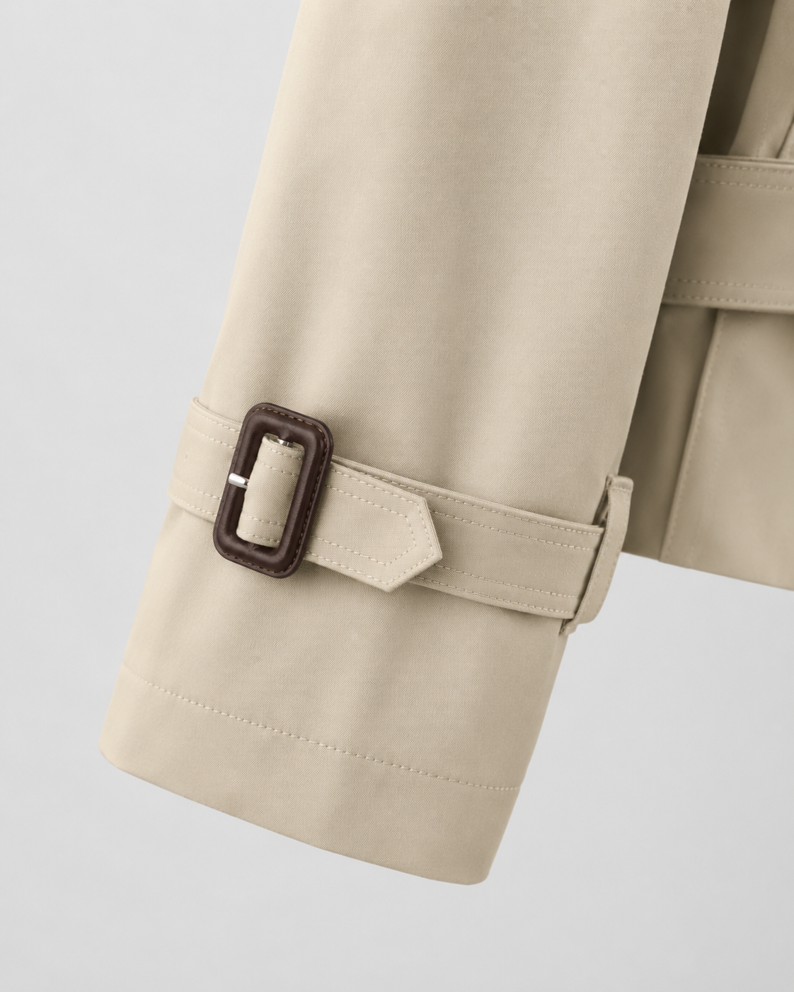 Women's Cropped Trench Jacket Funnel Neck Double Breasted Belted