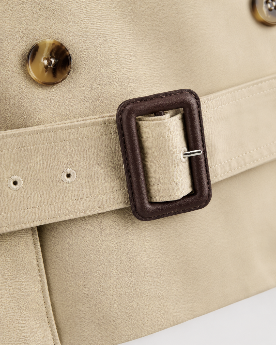Women's Cropped Trench Jacket Funnel Neck Double Breasted Belted