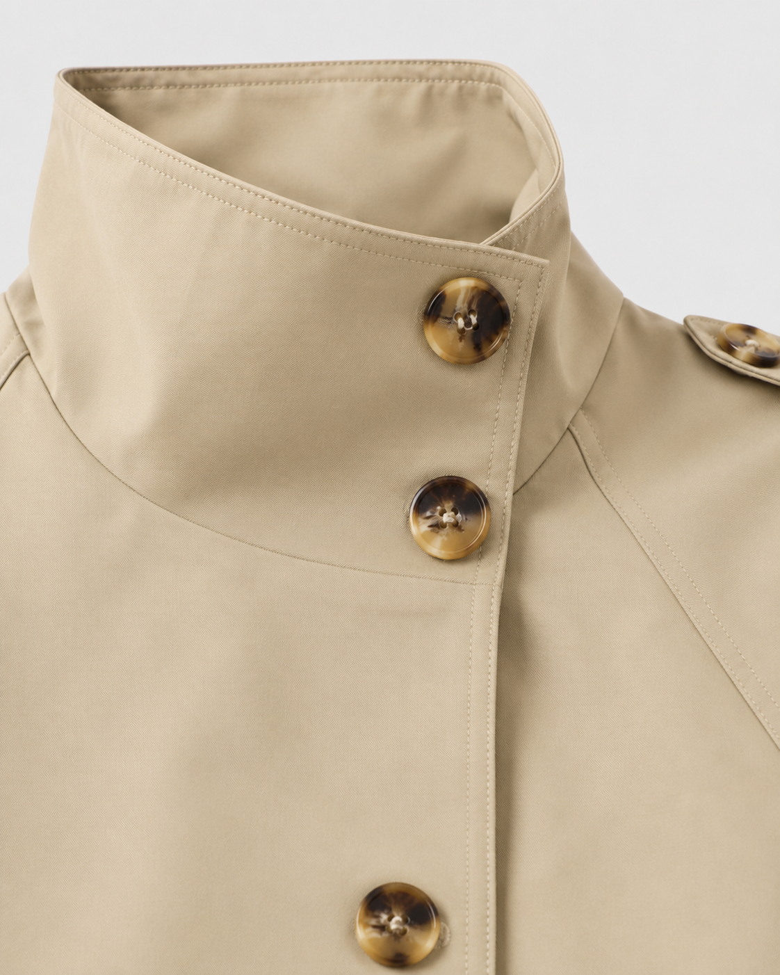 Women's Cropped Trench Jacket Funnel Neck Double Breasted Belted