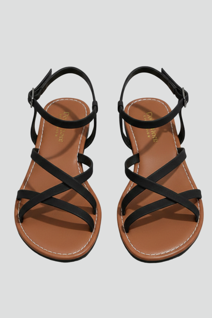 Women's Strappy Flat Sandals Ankle Strap Open Toe Crisscross Buckle Casual