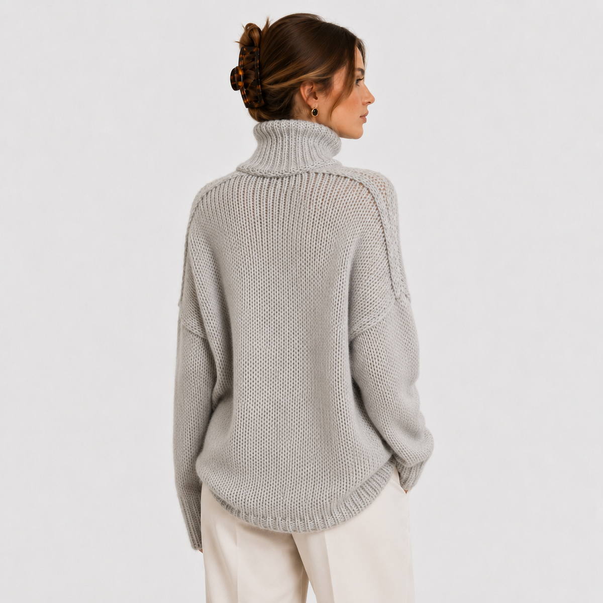 Women's Turtleneck Knit Sweater Long Sleeve Oversized Chunky Pullover