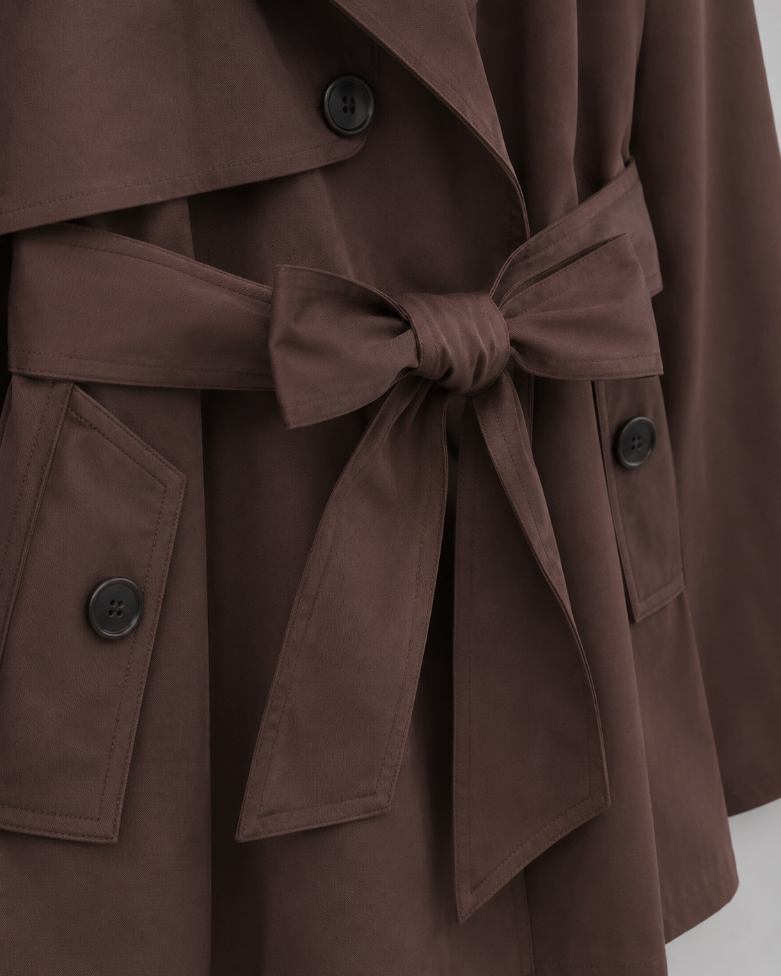 Women's Trench Coat Tie Waist Belted Notch Lapel Short Casual Jacket